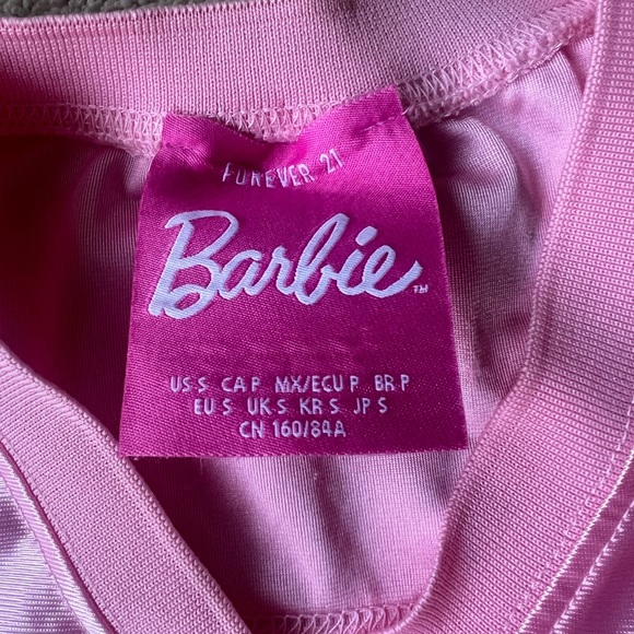 New BARBIE x Forever 21 Varsity style crop top pink size Small - Picture 6 of 7